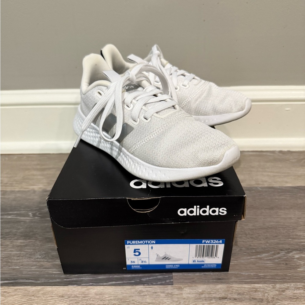 Adidas pure motion white athletic sneakers